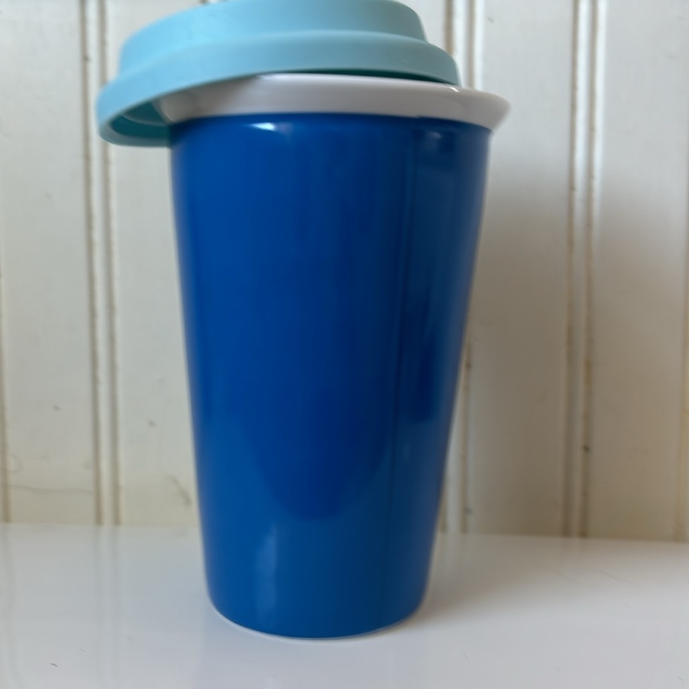 LL Bean ceramic to-go mug. Blue - Picture 2 of 5